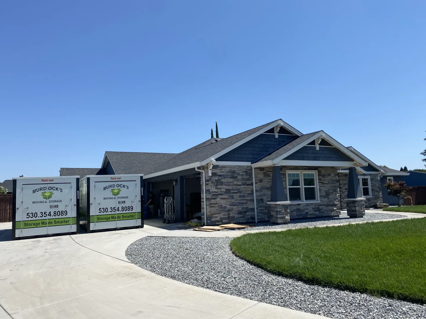 On-demand container placement at a modern Sacramento Valley home.