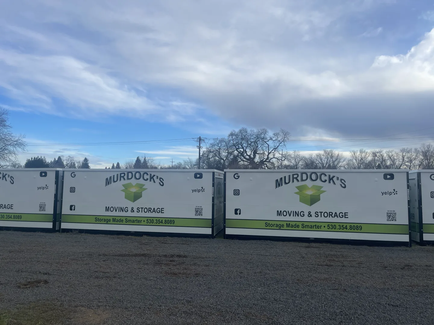 Portable containers staged at the yard for customers who prefer on-site storage.